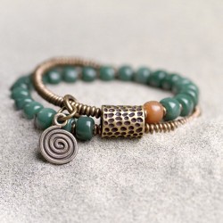 Green Bodhi Root Bracelets Brass beads Bracelets for men and Bracelets for women