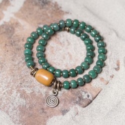 Bracelets for men Green Bodhi Root Bracelets Brass beads Yellow jade Bracelets for women