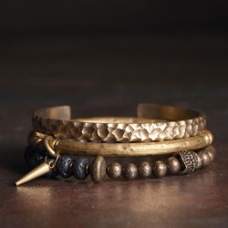 Volcanic stone Bracelets Original design Brass Three combinations bracelets