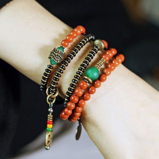 Redstone Bracelets for women Ebony Agate bracelet for men