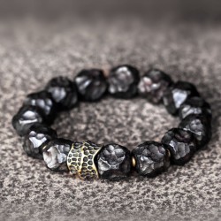 Meteorite Texture Ebony Bracelets for men Ebony brass beads bracelets for women