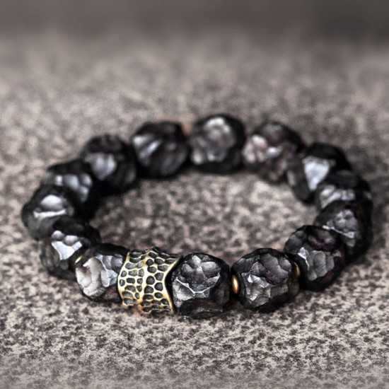 Meteorite Texture Ebony Bracelets for men Ebony brass beads bracelets for women Meteorite Texture Ebony Bracelets for men Ebony brass beads bracelets for women