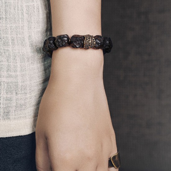 Meteorite Texture Ebony Bracelets for men Ebony brass beads bracelets for women