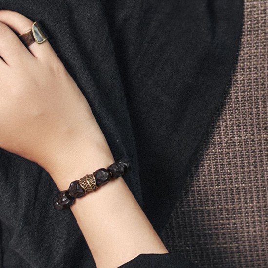 Meteorite Texture Ebony Bracelets for men Ebony brass beads bracelets for women Meteorite Texture Ebony Bracelets for men Ebony brass beads bracelets for women