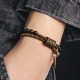 Obsidian Brass beads Bracelets for men Double layer Bracelets for Women