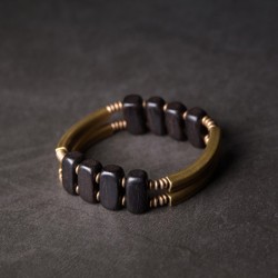Ebony beads Bracelets for men double brass pipe bracelets for women