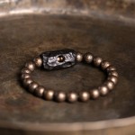 Meteorite Ebony & Brass Bead Bracelet
