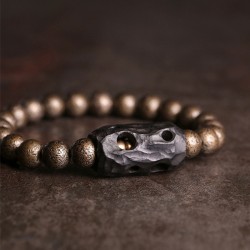 Brass beads bracelets for men Meteorite Ebony beads Bracelets for women 