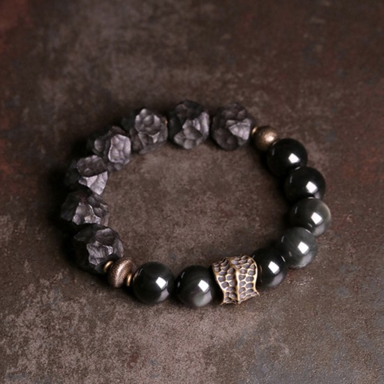 Ebony mixed with obsidian Bracelet original design obsidian bracelets Ebony mixed with obsidian Bracelet original design obsidian bracelets