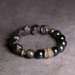 Ebony Obsidian Bead Bracelet