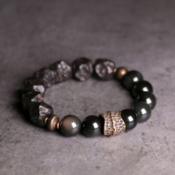 Ebony mixed with obsidian Bracelet original design obsidian bracelets