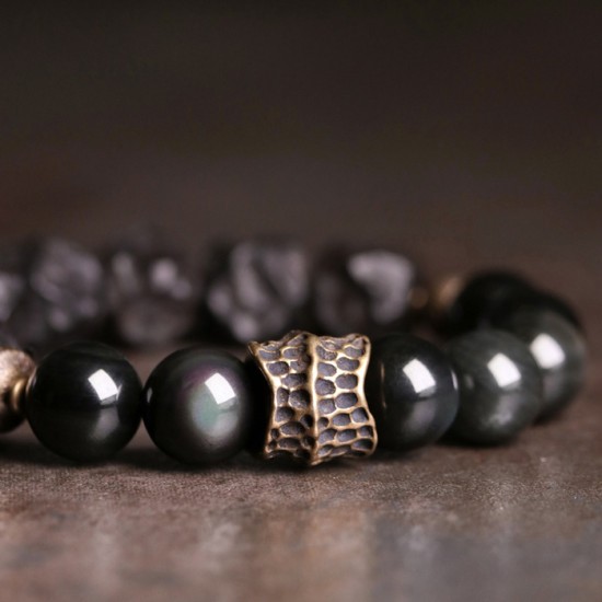 Ebony mixed with obsidian Bracelet original design obsidian bracelets Ebony mixed with obsidian Bracelet original design obsidian bracelets