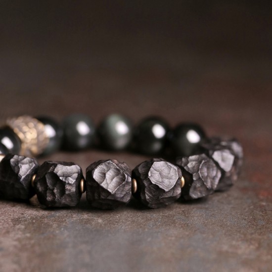 Ebony mixed with obsidian Bracelet original design obsidian bracelets Ebony mixed with obsidian Bracelet original design obsidian bracelets