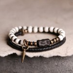 Deer Bone, Ebony & Brass Bead Bracelet