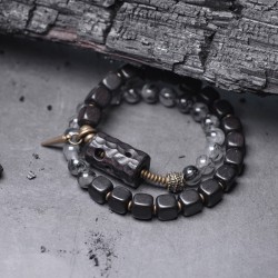 Black hair crystal Bracelet Original design Ebony brass bracelets