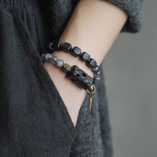 Black hair crystal Bracelet Original design Ebony brass bracelets Black hair crystal Bracelet Original design Ebony brass bracelets