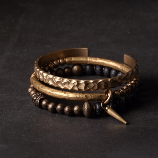 Volcanic stone Bracelets Original design Brass Three combinations bracelets Volcanic stone Bracelets Original design Brass Three combinations bracelets