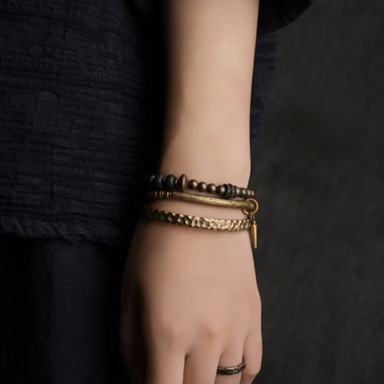 Volcanic stone Bracelets Original design Brass Three combinations bracelets Volcanic stone Bracelets Original design Brass Three combinations bracelets