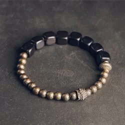 Ebony beads Bracelets for men texture Brass Dzi Beads bracelets for women