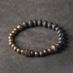 Volcanic Stone Bracelets for women Meteorite Brass Beads Bracelet for men