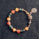 Colored Glass beads Bracelets for women Brass meteorite Beads bracelets
