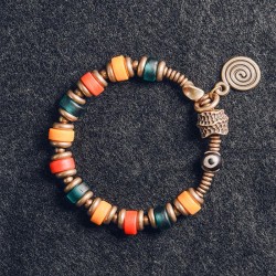 Colored Glass beads Bracelets for women Brass meteorite Beads bracelets