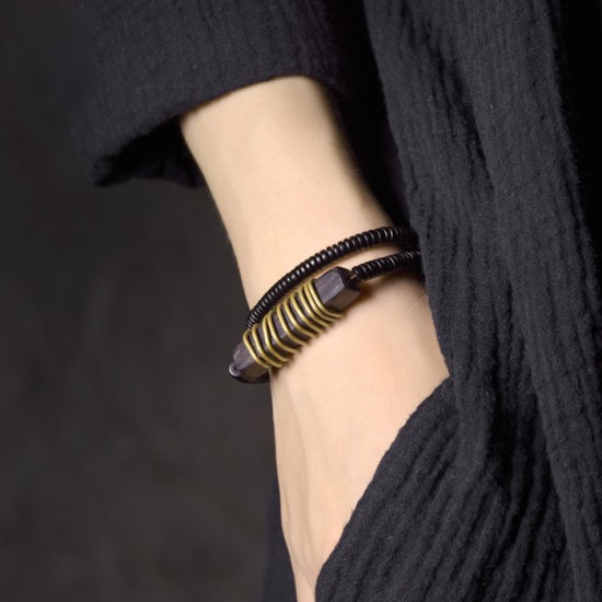 Brass Wire Wrapped Ebony Design Bracelets Ebony Bead Bracelet Brass Wire Wrapped Ebony Design Bracelets Ebony Bead Bracelet