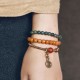 Weathered Bodhi Root Bracelets for women Aquatic agate brass beads bracelet for men