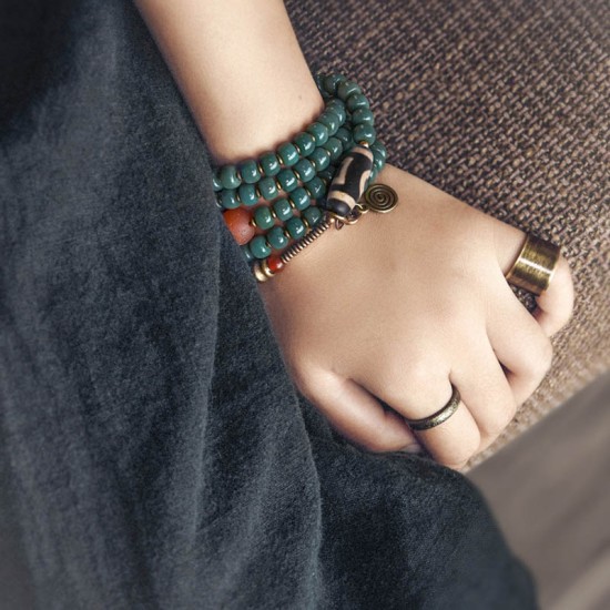 Green Bodhi Beads Bracelets for women Dzi Beads bracelet for men Green Bodhi Beads Bracelets for women Dzi Beads bracelet for men