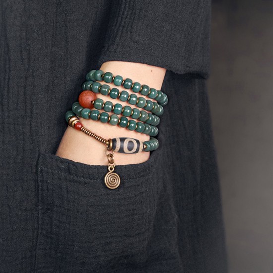 Green Bodhi Beads Bracelets for women Dzi Beads bracelet for men Green Bodhi Beads Bracelets for women Dzi Beads bracelet for men