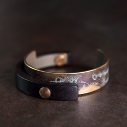 Ebony with brass bracelet for women Ebony brass curve bracelet for men