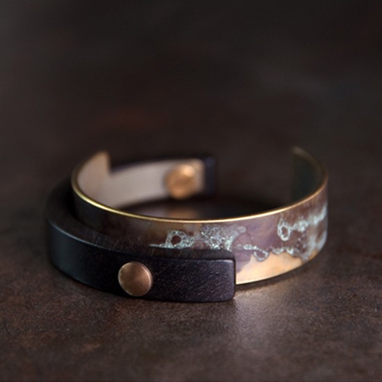 Ebony with Copper bracelet for women Ebony Copper curve bracelet for men