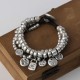 Multilayer bead chain 999 Sterling Silver multiple silver medals Bead Bracelet