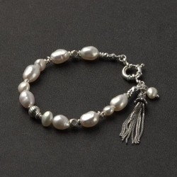 Natural Freshwater Pearls beaded bracelets 925 Sterling Silver Bracelet