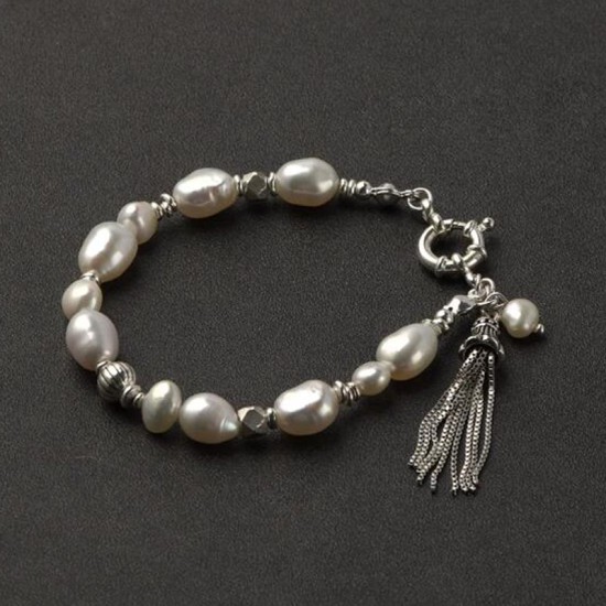 Natural Freshwater Pearls beaded bracelets 925 Sterling Silver Bracelet Natural Freshwater Pearls beaded bracelets 925 Sterling Silver Bracelet