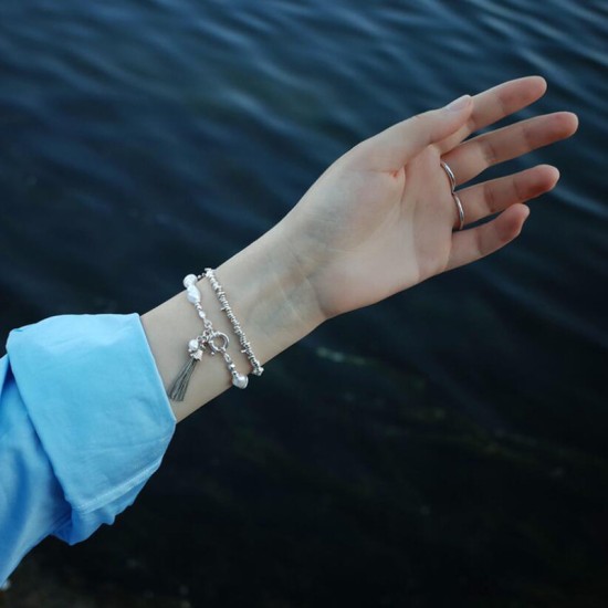 Natural Freshwater Pearls beaded bracelets 925 Sterling Silver Bracelet Natural Freshwater Pearls beaded bracelets 925 Sterling Silver Bracelet