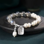 Moonstone, Pearl & 925 Sterling Silver Bracelet