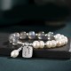 Natural Freshwater Pearls moonstone beaded bracelets 925 Sterling Silver Bracelet