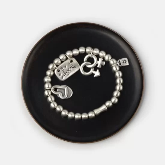 Love couple Beaded Bracelets 990 Sterling Silver Bead Bracelet