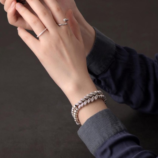 Ears of Wheat Silver Beaded Bracelets 990 Sterling Silver Bead Bracelet Ears of Wheat Silver Beaded Bracelets 990 Sterling Silver Bead Bracelet