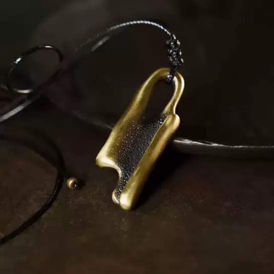 Abstract Curved Brass Pendant Necklace Abstract Curved Brass Pendant Necklace