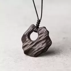 Abstract Ebony Wood Cutout Pendant Necklace Abstract Ebony Wood Cutout Pendant Necklace
