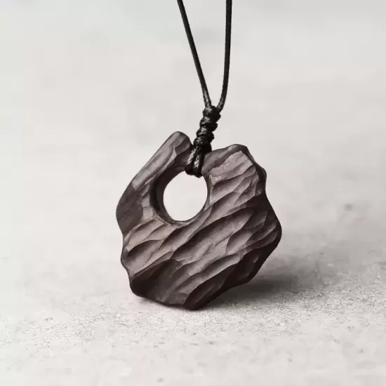 Abstract Ebony Wood Cutout Pendant Necklace Abstract Ebony Wood Cutout Pendant Necklace