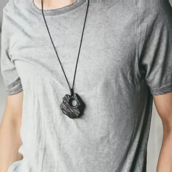 Abstract Ebony Wood Cutout Pendant Necklace Abstract Ebony Wood Cutout Pendant Necklace
