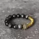 Black Obsidian & Brass 12mm Beaded Bracelet Black Obsidian & Brass 12mm Beaded Bracelet