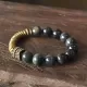 Black Obsidian & Brass 12mm Beaded Bracelet Black Obsidian & Brass 12mm Beaded Bracelet