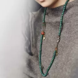 Bodhi Root Long Beaded Necklace & Wrap Bracelet