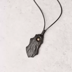 Carved Ebony Wood Shield Pendant Necklace Carved Ebony Wood Shield Pendant Necklace