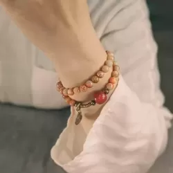 Coral Stone Double-Wrap Beaded Bracelet