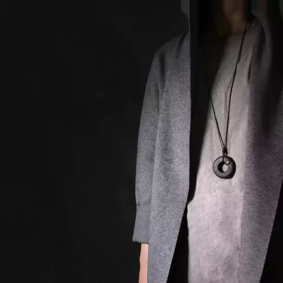 Hand-Finished Ebony Wood & Brass Circle Pendant Necklace Hand-Finished Ebony Wood & Brass Circle Pendant Necklace